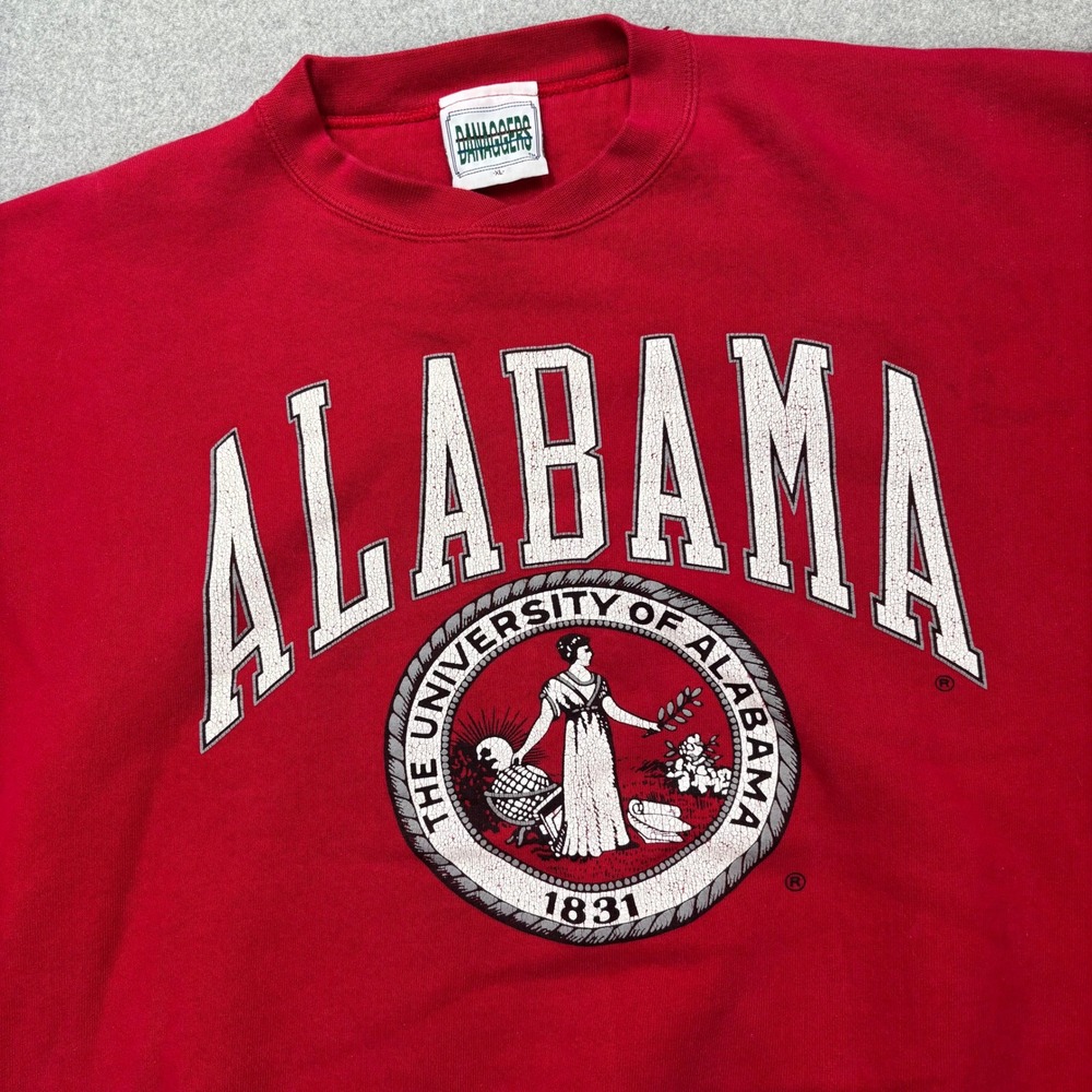 VTG 90s University of Alabama Crimson Tide Sweatshirt XL Heavyweight Boxy FLAW